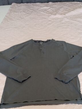 Men's Long Sleeve Henley Shirt Gray